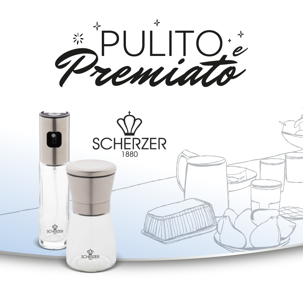 Immagine decorativa Operazione a premi “Pulito e premiato” e premi Porta olio e sale Scherzer